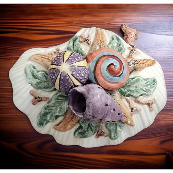 Fitz and Floyd Oceana Collection Sugar Bowl with Lid and Spoon Nautical Shells - Picture 5 of 9